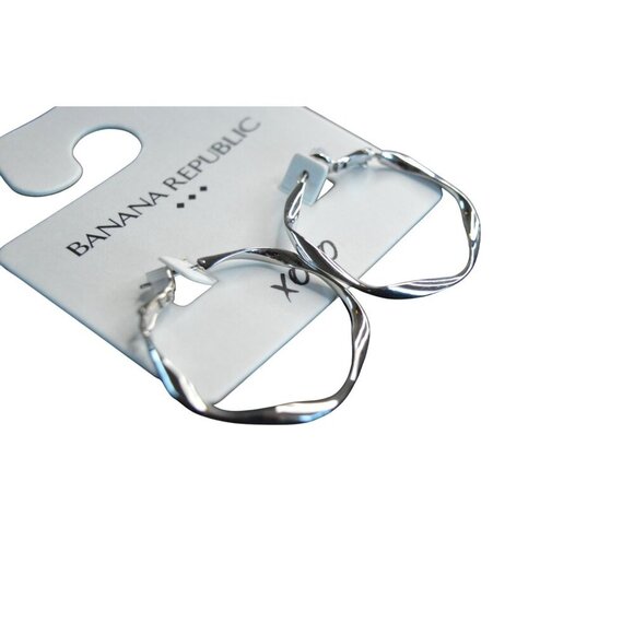Banana Republic Twisted Silver-Tone Hoop Earrings For Women - Picture 4 of 5